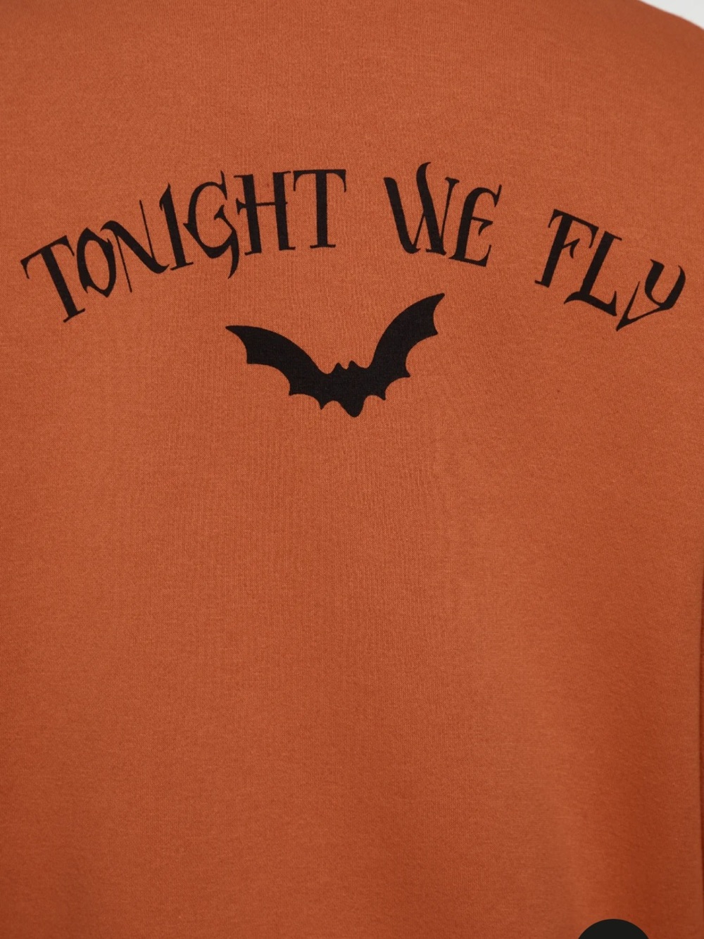 Wildfox Crewneck Alex Sweatshirt with Black Bat Graphic in Color Autumn Leaf - Picture 4 of 4